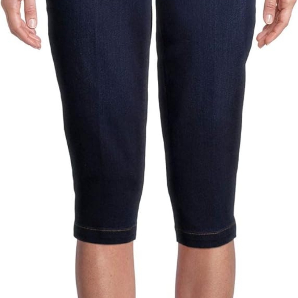 TIME N TRU 2PR CAPRIS BLACK & BLUE NWT L(12-14) STRETCH PULL ON - Picture 5 of 6